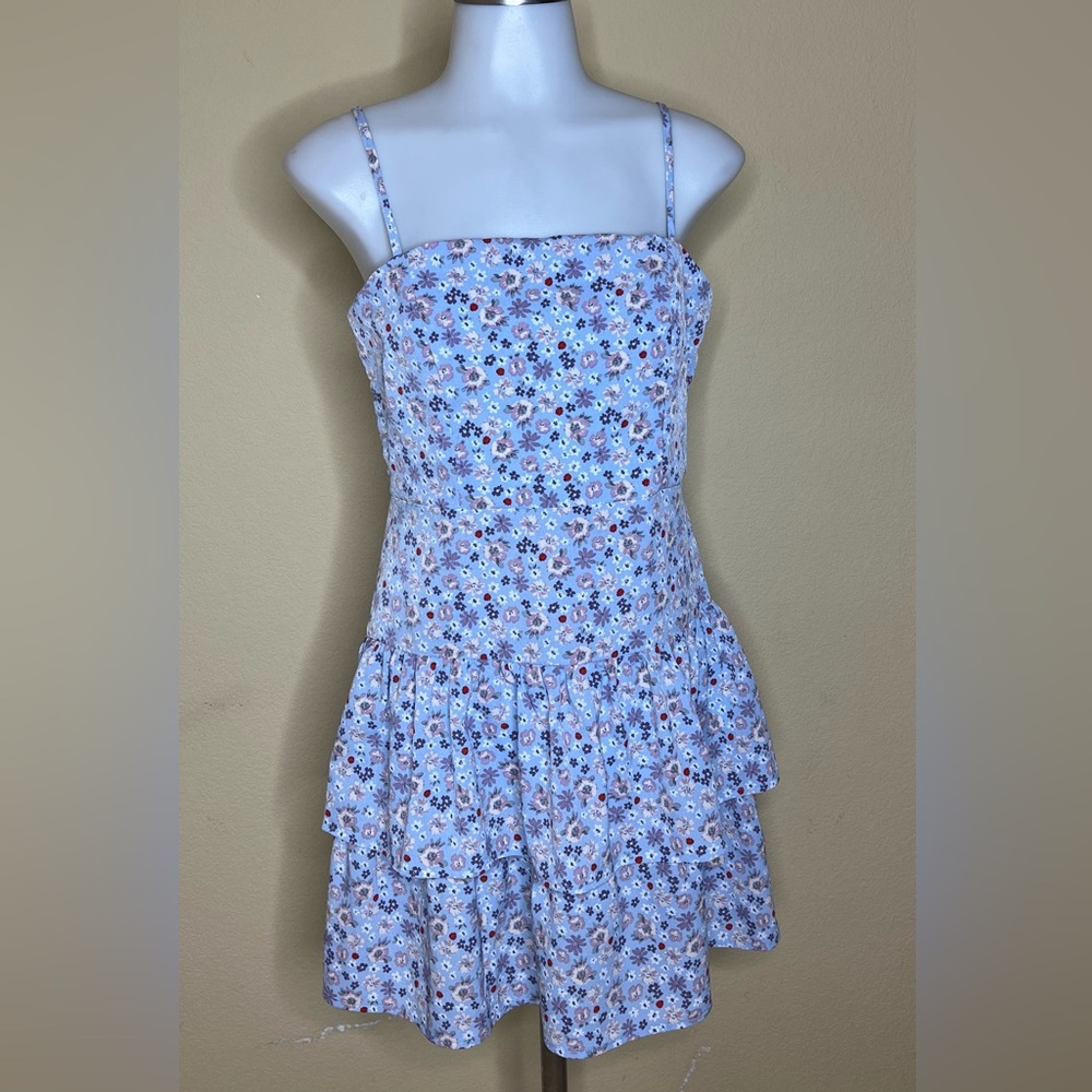 Forever 21 Blue Floral Tiered Mini Dress